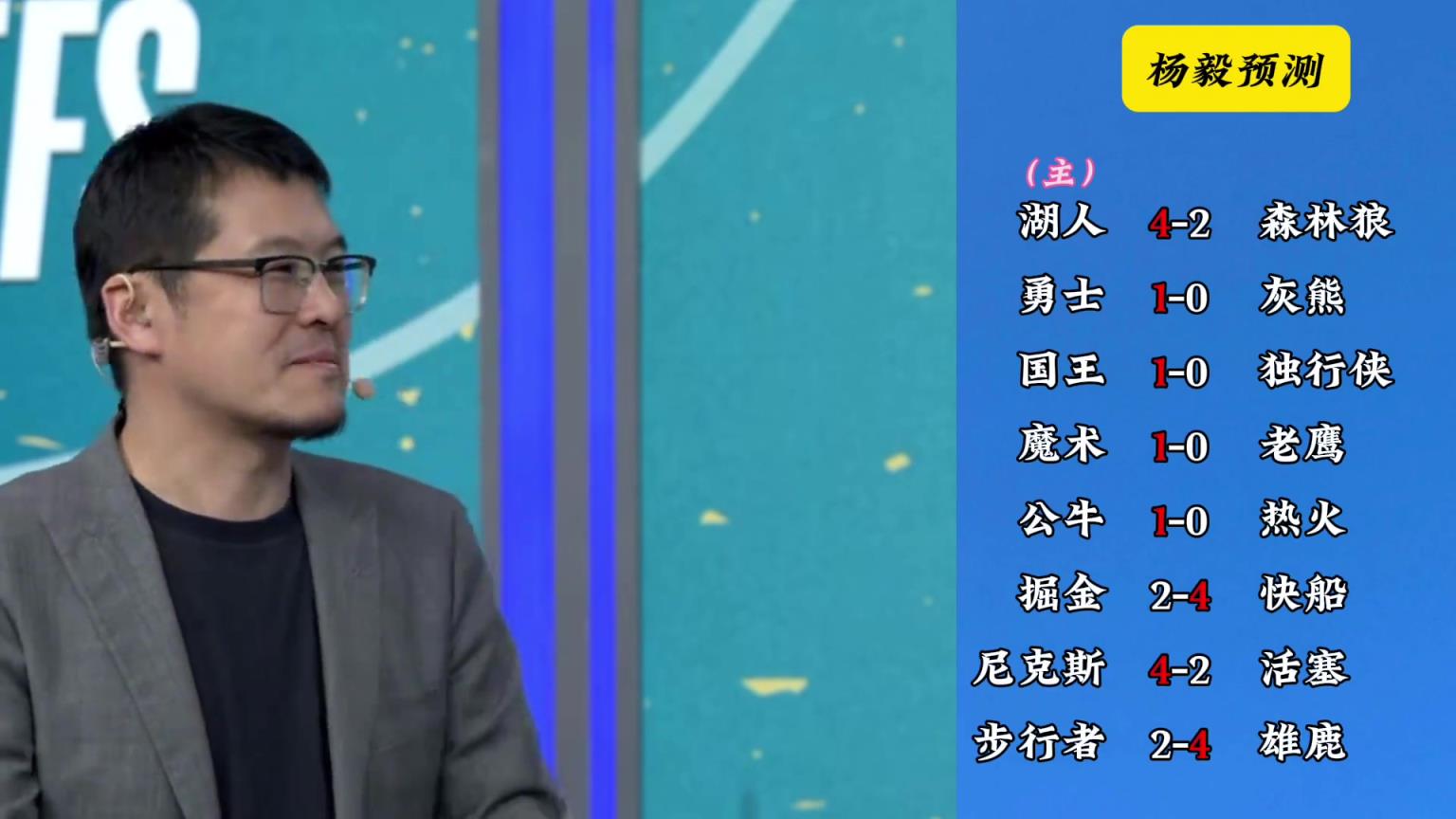 明燈來了！看看楊毅的季后賽預測：湖人4-2狼 快船4-2掘金